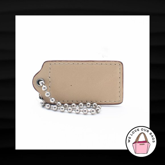 2.5" Large COACH SADDLE BROWN LEATHER NICKEL KEY FOB BAG CHARM KEYCHAIN HANG TAG - Picture 2 of 2